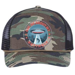 Ask Me About My Butthole Alien Abduction Retro Rope Trucker Hat Cap