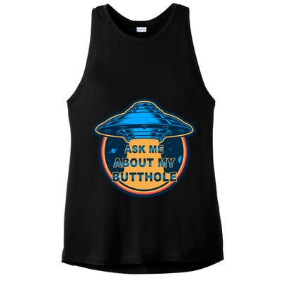 Ask Me About My Butthole Funny Alien Ladies PosiCharge Tri-Blend Wicking Tank