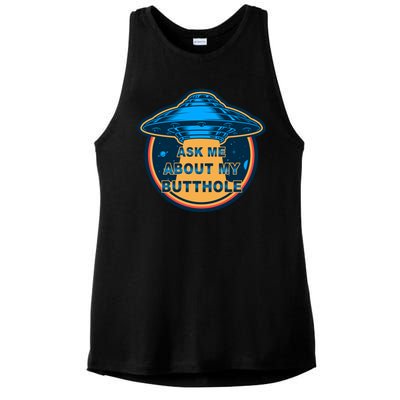 Ask Me About My Butthole Funny Alien Ladies PosiCharge Tri-Blend Wicking Tank