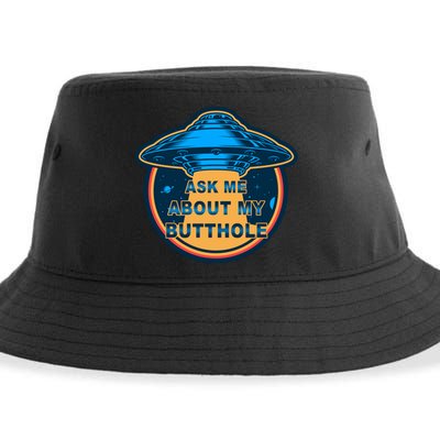 Ask Me About My Butthole Funny Alien Sustainable Bucket Hat