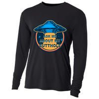 Ask Me About My Butthole Funny Alien Cooling Performance Long Sleeve Crew
