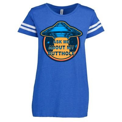 Ask Me About My Butthole Funny Alien Enza Ladies Jersey Football T-Shirt