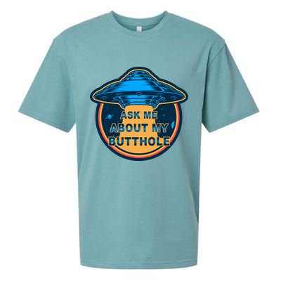 Ask Me About My Butthole Funny Alien Sueded Cloud Jersey T-Shirt