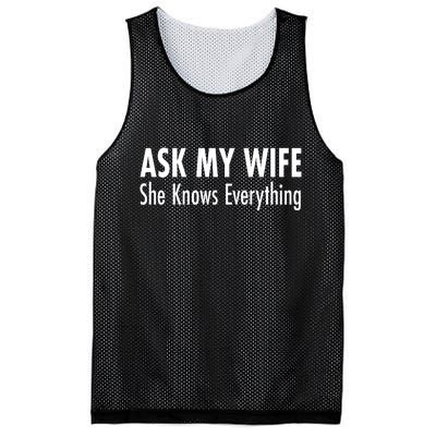 Ask My Wife She Knows Everything Mesh Reversible Basketball Jersey Tank