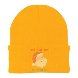 Ask Your Mom If I'm Real Funny Santa X-Mas Knit Cap Winter Beanie