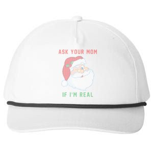 Ask Your Mom If I'm Real Funny Santa X-Mas Snapback Five-Panel Rope Hat