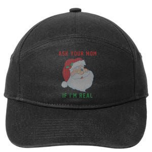 Ask Your Mom If I'm Real Funny Santa X-Mas 7-Panel Snapback Hat