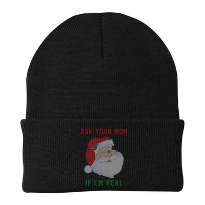 Ask Your Mom If I'm Real Funny Santa X-Mas Beanie