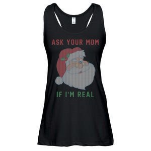 Ask Your Mom If I'm Real Funny Santa X-Mas Ladies Essential Flowy Tank