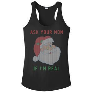 Ask Your Mom If I'm Real Funny Santa X-Mas Ladies PosiCharge Competitor Racerback Tank