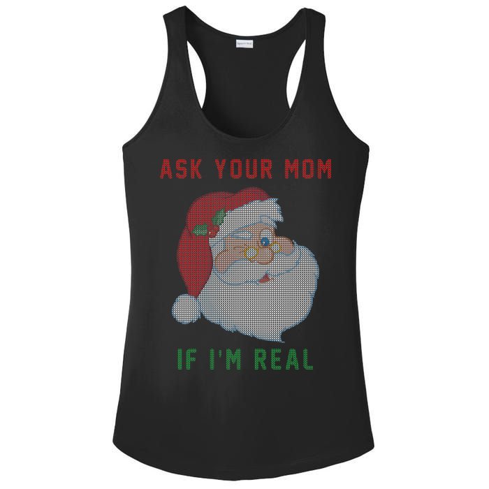 Ask Your Mom If I'm Real Funny Santa X-Mas Ladies PosiCharge Competitor Racerback Tank