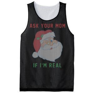 Ask Your Mom If I'm Real Funny Santa X-Mas Mesh Reversible Basketball Jersey Tank