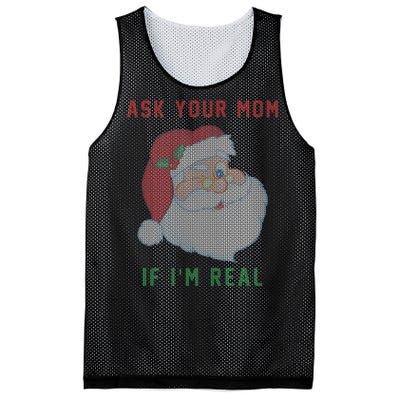 Ask Your Mom If I'm Real Funny Santa X-Mas Mesh Reversible Basketball Jersey Tank