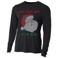 Ask Your Mom If I'm Real Funny Santa X-Mas Cooling Performance Long Sleeve Crew