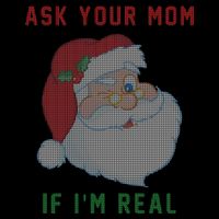 Ask Your Mom If I'm Real Funny Santa X-Mas Cooling Performance Long Sleeve Crew