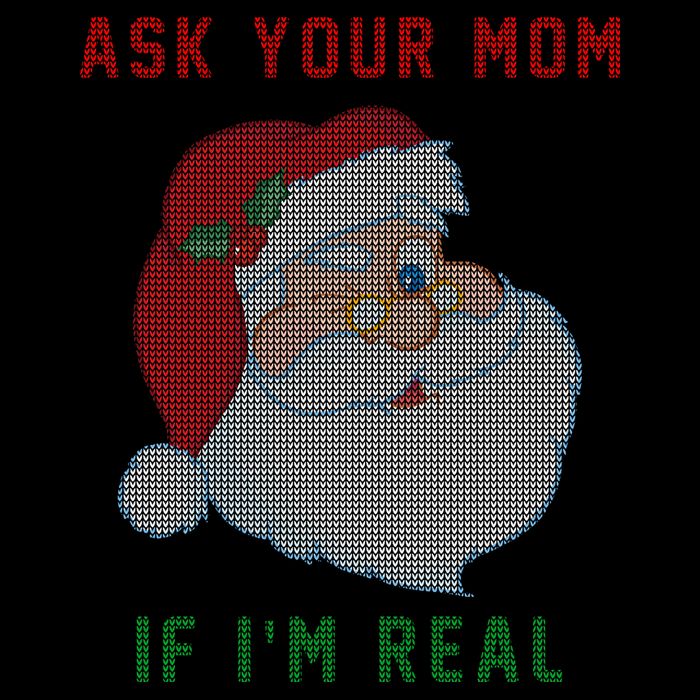 Ask Your Mom If I'm Real Funny Santa X-Mas Cooling Performance Long Sleeve Crew