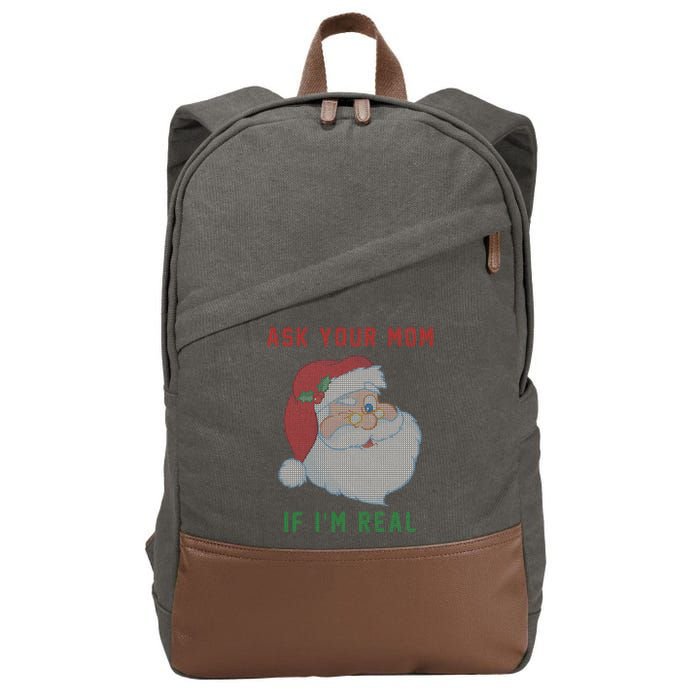 Ask Your Mom If I'm Real Funny Santa X-Mas Cotton Canvas Backpack