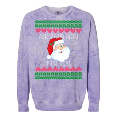 Ask your Mom if I'm Real Santa Claus Ugly X-Mas Colorblast Crewneck Sweatshirt