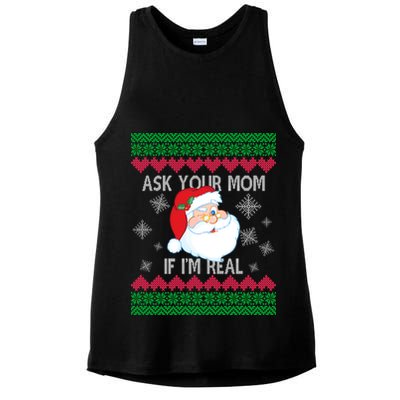 Ask your Mom if I'm Real Santa Claus Ugly X-Mas Ladies PosiCharge Tri-Blend Wicking Tank
