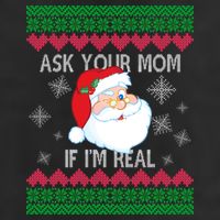 Ask your Mom if I'm Real Santa Claus Ugly X-Mas 7 Panel Mesh Trucker Snapback Hat