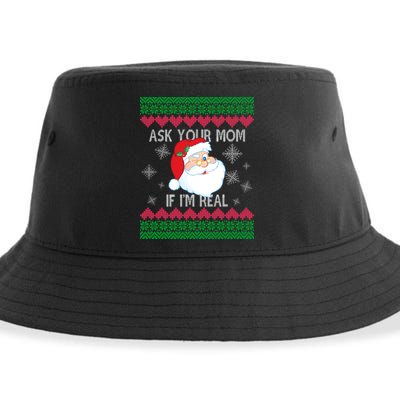 Ask your Mom if I'm Real Santa Claus Ugly X-Mas Sustainable Bucket Hat