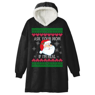 Ask your Mom if I'm Real Santa Claus Ugly X-Mas Hooded Wearable Blanket