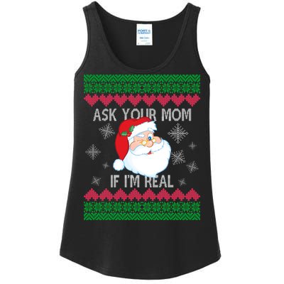 Ask your Mom if I'm Real Santa Claus Ugly X-Mas Ladies Essential Tank