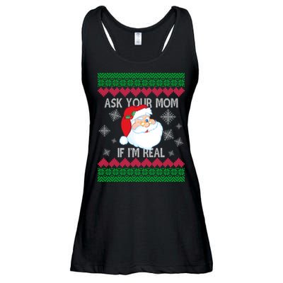 Ask your Mom if I'm Real Santa Claus Ugly X-Mas Ladies Essential Flowy Tank