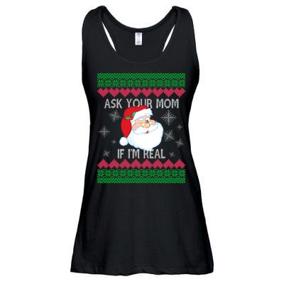 Ask your Mom if I'm Real Santa Claus Ugly X-Mas Ladies Essential Flowy Tank