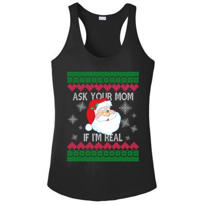 Ask your Mom if I'm Real Santa Claus Ugly X-Mas Ladies PosiCharge Competitor Racerback Tank