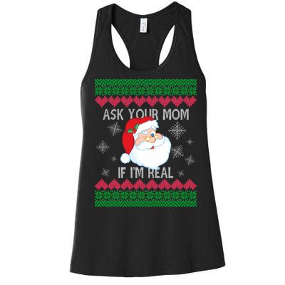 Ask your Mom if I'm Real Santa Claus Ugly X-Mas Women's Racerback Tank