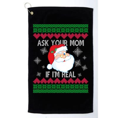 Ask your Mom if I'm Real Santa Claus Ugly X-Mas Golf Towel