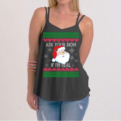 Ask your Mom if I'm Real Santa Claus Ugly X-Mas Women's Strappy Tank