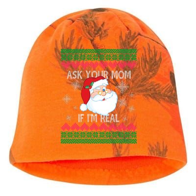 Ask your Mom if I'm Real Santa Claus Ugly X-Mas Kati - Camo Knit Beanie