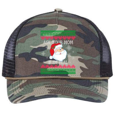 Ask your Mom if I'm Real Santa Claus Ugly X-Mas Retro Rope Trucker Hat Cap