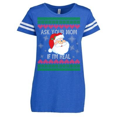 Ask your Mom if I'm Real Santa Claus Ugly X-Mas Enza Ladies Jersey Football T-Shirt