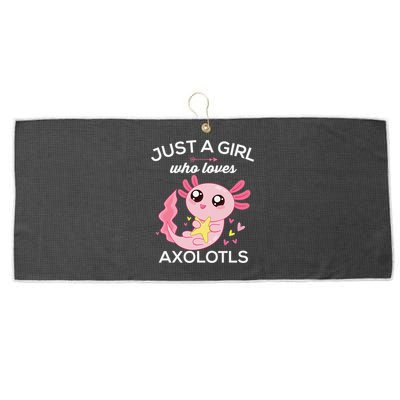Axolotl Shirt Kawaii Just A  Who Loves Axolotl  Large Microfiber Waffle Golf Towel