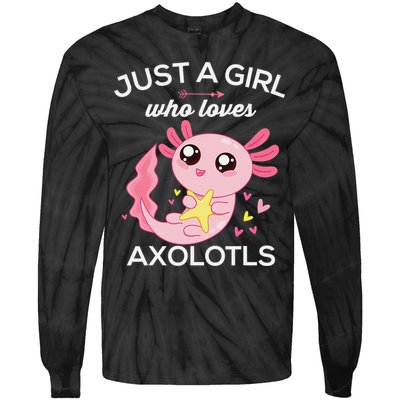 Axolotl Shirt Kawaii Just A  Who Loves Axolotl  Tie-Dye Long Sleeve Shirt