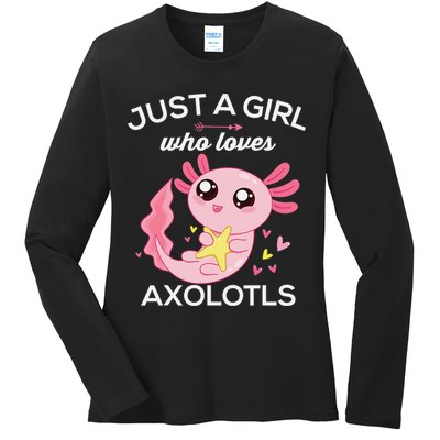 Axolotl Shirt Kawaii Just A  Who Loves Axolotl  Ladies Long Sleeve Shirt