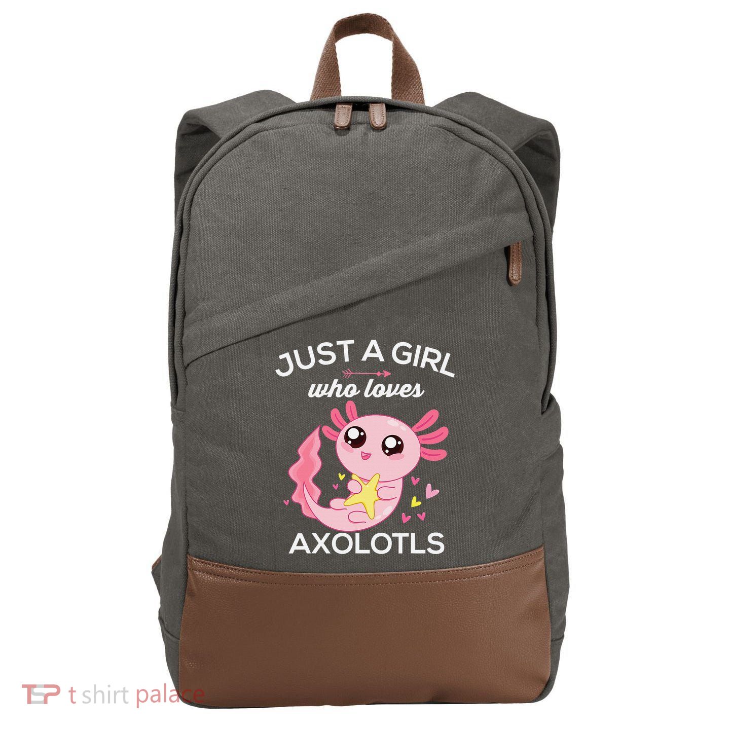 Axolotl Shirt Kawaii Just A  Who Loves Axolotl  Cotton Canvas Backpack