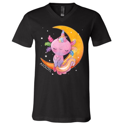 Axolotl Space Kawaii Japanese Anime Gift Girls Teens  V-Neck T-Shirt