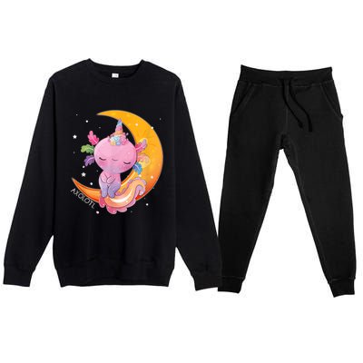 Axolotl Space Kawaii Japanese Anime Gift Girls Teens  Premium Crewneck Sweatsuit Set