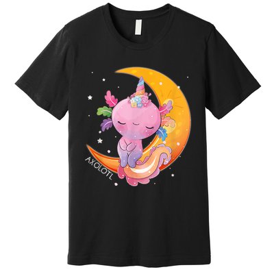 Axolotl Space Kawaii Japanese Anime Gift Girls Teens  Premium T-Shirt