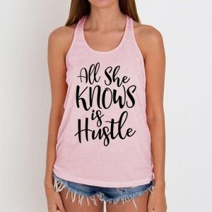 All She Knows Is Hustle Mom Christmas Gift Meaningful Gift Women's Knotted Racerback Tank