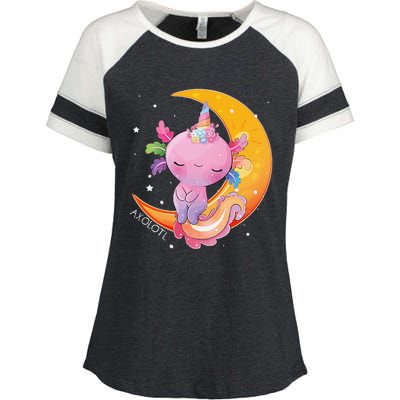 Axolotl Space Kawaii Japanese Anime Gift Girls Women Enza Ladies Jersey Colorblock Tee