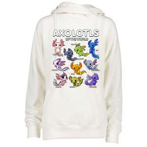 Axolotl Shirts Kawaii Axolotls Of The World Axolotl Animals Design Womens Funnel Neck Pullover Hood