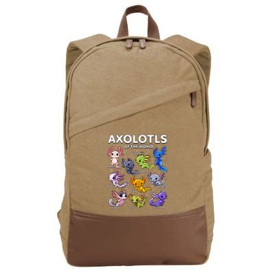 Axolotl Shirts Kawaii Axolotls Of The World Axolotl Animals Design Cotton Canvas Backpack