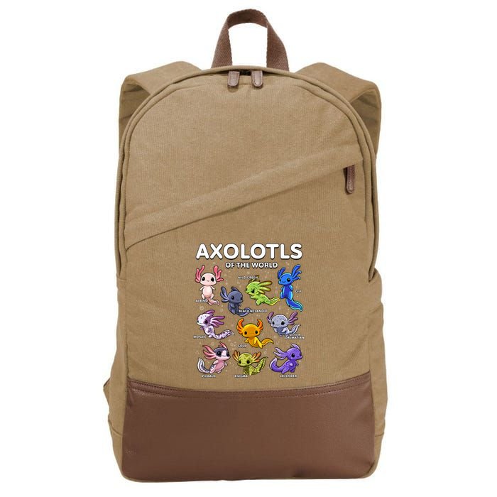 Axolotl Shirts Kawaii Axolotls Of The World Axolotl Animals Design Cotton Canvas Backpack