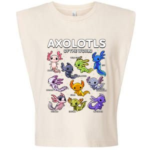 Axolotl Shirts Kawaii Axolotls Of The World Axolotl Animals Design Garment-Dyed Women's Muscle Tee