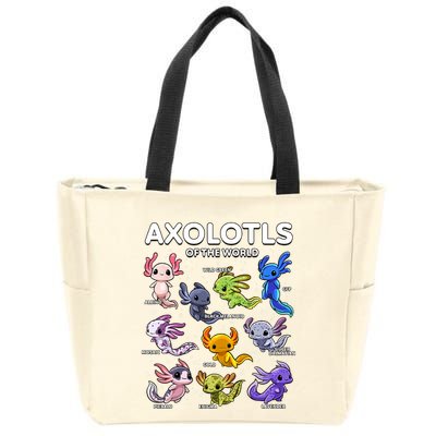 Axolotl Shirts Kawaii Axolotls Of The World Axolotl Animals Design Zip Tote Bag